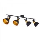 Plafoniera Clasica Fillo, 4 Spoturi metal negru pe bara, abajur negru + auriu la interior, metal, mobil, dulie E14 x4 fara becuri, GLOBO - imagine 5
