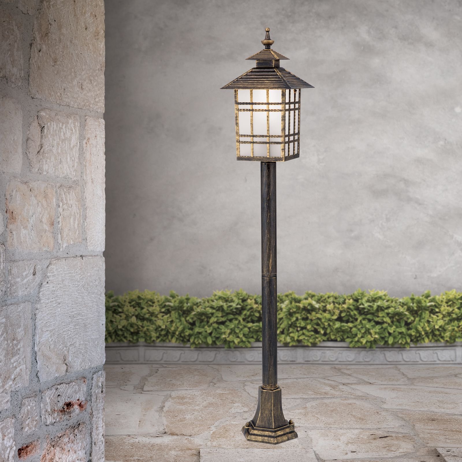 110.1117-01_01_n2 Stalp de exterior KIKO,1 lampa E27, aluminiu patinat, H100cm IP44 ORION - imagine 1