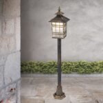 Stalp de exterior KIKO,1 lampa E27, aluminiu patinat, H100cm IP44 ORION - imagine 3