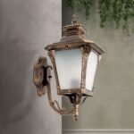 Aplica pentru exterior Aiko AL 11-1138/1 PAT AUFW E271x 60W Cadru metal alama patinata, cu abajur din sticla opal IP23 Latime 23cm, Adancime 47cm, Inaltime 29cm ORION - imagine 4