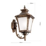 Aplica pentru exterior Aiko AL 11-1138/1 PAT AUFW E271x 60W Cadru metal alama patinata, cu abajur din sticla opal IP23 Latime 23cm, Adancime 47cm, Inaltime 29cm ORION - imagine 9