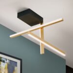 Plafoniera LED STARGATE, Negru-Auriu mat, Baza din aluminiu, Abajur cu banda LED 27W/1800lm/3000K Lumina calda, Dimambil, Lungime 50cm, Latime 50cm, Inaltime 30cm IP20 ORION - imagine 3