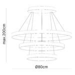 Pendul Concentrica LED KOLK, Baza din otel, Abajur din aluminiu cu banda LED, Inele auriu, alb sau negru combinabile, 180W/10200lm/3CCT Lumina calda-neutra-rece, Dimambil, Diametru 40/60/80cm, Inaltime 200cm IP20 ORION - imagine 4