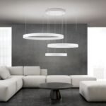 Pendul LED KOLK, Baza din otel, Abajur din aluminiu cu banda LED, Inele Orizontale auriu, alb sau negru combinabile, 180W/10200lm/3CCT Lumina calda-neutra-rece, Dimambil, Diametru 40/60/80cm, Lungime 115cm, Inaltime 200cm IP20 ORION