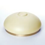 Abajur LANDHAUS 412 Sticla Groasa  Crem Sampanie cu Fasie de Alama Patinata pe Margine Diametru 195mm, Inaltime 80mm, Gaura 42mm ORION