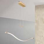 Pendul LED DONNA, Baza din otel, Abajur din policarbon cu banda LED , reglabilă, Auriu, 18W/1750lm/3000K, Lumina calda, Dimabil, Lungime 115cm, Inaltime 145cm IP20 ORION - imagine 5
