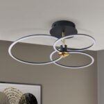 Lampa de Tavan LED CHARLOTTE, Baza din otel, Nuanta Negru-auriu, Abajur policarbon opal LED LED41W/1700lm3000K, Lungime: 68cm, Lăţime: 59cm, Înălţime: 26cm ORION - imagine 4