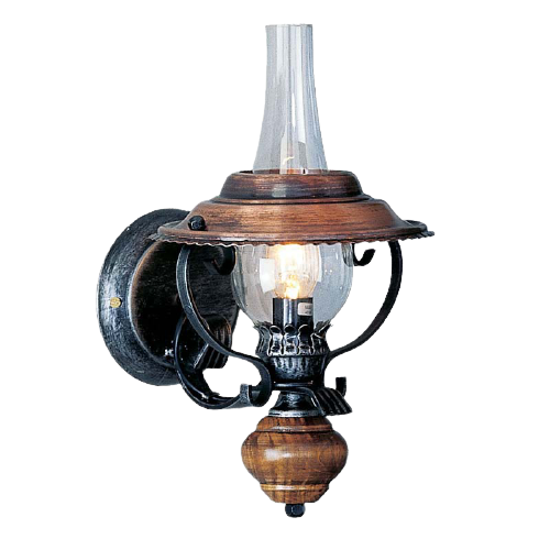 28933889 Aplica rustica din lemn cu cadru metal negru antichizat si sticla Lampa Clasica 1 brat E14 x max 40W Nostalgia ESTO - imagine 1