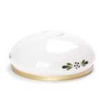Abajur Oval Sticlă Groasa Opal, Diametrul 210mm, Înălţime 80mm, Finisaj opal verde cu inel de alama, Orificiu 42mm ORION