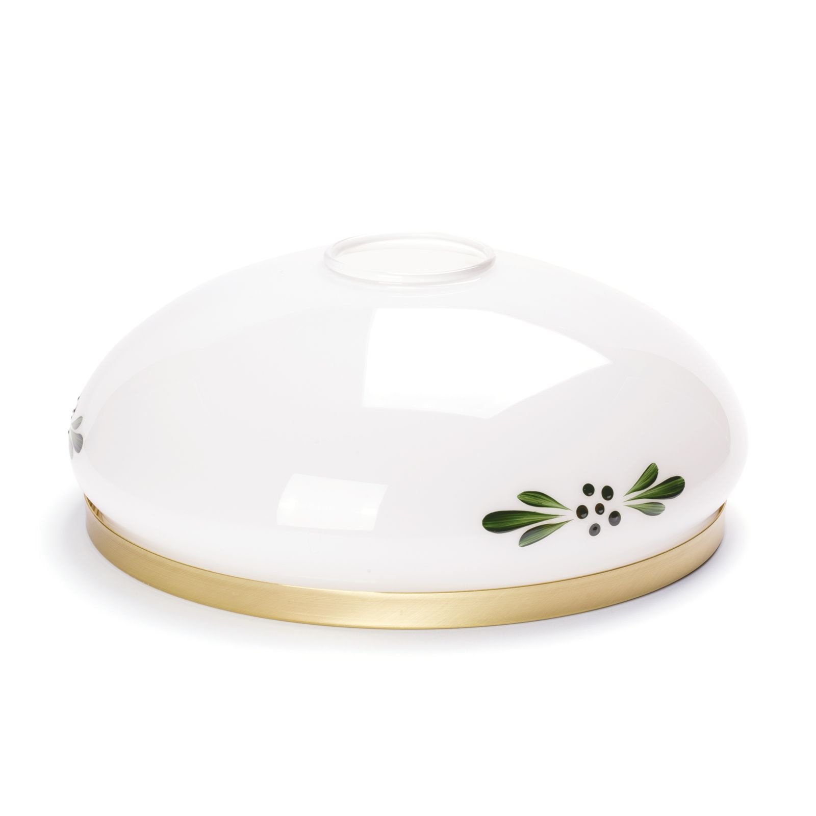 292fd3bd-30cc-4f0f-a204-3085323a7fe1 Abajur Oval Sticlă Groasa Opal, Diametrul 210mm, Înălţime 80mm, Finisaj opal verde cu inel de alama, Orificiu 42mm ORION - imagine 1