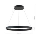 Pendul LED KOLK, Baza din otel, Abajur din aluminiu cu banda LED, Negru, 60W/3400lm/3CCT Lumina calda-neutra-rece, Dimambil, Diametru 60cm, Inaltime 200cm IP20 ORION - imagine 3
