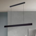 Pendul LED GIDEON, Baza din otel, Abajur din aluminiu cu banda LED lumină în sus și în jos, reglabilă, Negru, 44W/810+1890lm/3000K, Lumina calda, Dimabil, Lungime 146.5cm, Inaltime 150cm IP20 ORION - imagine 4