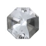 Pandantiv Candelabru cristal, octogon de cristal STRASS® Swarovski®, 24mm, 2 orificii, transparent ORION