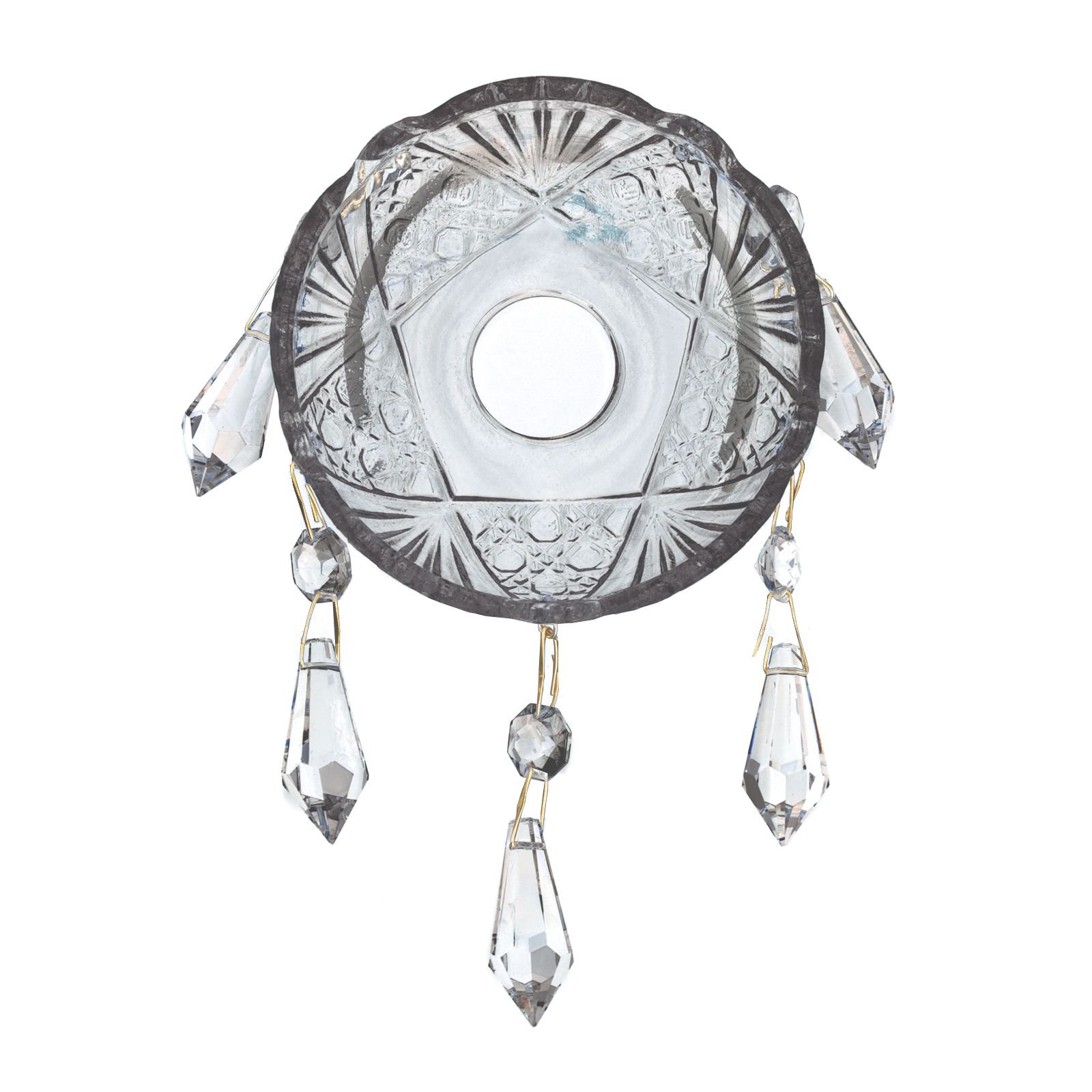 302.2211-02_01_n2 Abajur sticla 2211 Bobeche, cu pandantive Cristal STRASS® Swarovski®, transparent, gaura 26mm, diametru 105mm ORION - imagine 1