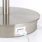 Lampa de masa LUDWIG, Baza soclu metalic crom satinat, port USB integrat, Abajur nuanta alba din stofa, Comutator cu snur de tragere, E27, 40W, Inaltime 50cm ORION - imagine 4