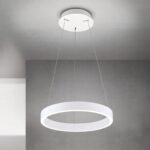 Pendul LED KOLK, Baza din otel, Abajur din aluminiu cu banda LED, Alb, 40W/2500lm/3CCT Lumina calda-neutra-rece, Dimambil, Diametru 40cm, Inaltime 200cm IP20 ORION - imagine 3