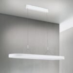Pendul LED CARRARA, Alb, Baza din otel, Abajur din aluminiu cu banda LED 80W/4500lm/3CCT Lumina calda-neutra-rece, Dimambil, Latime 30cm, Lungime 120cm, Inaltime 200cm IP20 ORION - imagine 4