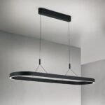Pendul LED CARRARA, Negru, Baza din otel, Abajur din aluminiu cu banda LED 80W/4500lm/3CCT Lumina calda-neutra-rece, Dimambil, Latime 30cm, Lungime 120cm, Inaltime 200cm IP20 ORION - imagine 4
