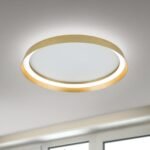Plafoniera LED MANTA, Baza din fier, Nuanta auriu mat, Abajur cu banda LED 38W/2400lm/3CCT Lumina calda-neutra-rece, Dimambil, Diametrul 45cm, Inaltime 7cm IP20 ORION