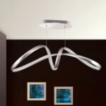Lampa suspendata LED CIRCUS, Baza din aluminiu, Nuanta Crom satinat, Abajur policarbon opal LED 36W/1800lm/3000K, Lungime: 85cm, Lăţime: 29cm, Înălţime: 150cm ORION - imagine 4