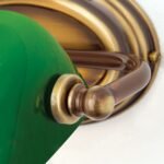 Lampa de perete HARVARD, Baza soclu alama solida, Nuanta alama antica, Abajur de sticlă verde pivotant, Comutator cu snur de tragere, E14, 40W, Inaltime 32cm ORION - imagine 5