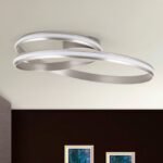Lampa de Tavan LED CIRCUS, Baza soclu din aluminiu, Nuanta Crom satinat, Abajur policarbon opal LED 30W/1500lm/3000K, Diametru 58cm ORION - imagine 4