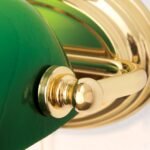 Lampa de perete HARVARD, Baza soclu alama solida, Nuanta alama aurie, Abajur de sticlă verde pivotant, Comutator cu snur de tragere, E14, 40W, Inaltime 32cm ORION - imagine 5