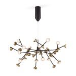 Lampa suspendata LED BLOSSOM, Baza soclu otel Negru, 36 lumini cu aspect antic, LED 108W/7560lm/3000K, Diametru 76cm, Inaltime 150cm ORION - imagine 2