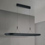 Pendul LED CARRARA, Negru, Baza din otel, Abajur din aluminiu cu banda LED 80W/4500lm/3CCT Lumina calda-neutra-rece, Dimambil, Latime 30cm, Lungime 120cm, Inaltime 200cm IP20 ORION