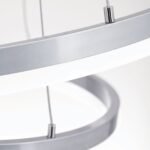 Lampa suspendata LED FLOAT, Baza soclu otel, Nuanta Titan/argintiu-mat, Abajur policarbon opal 2 Inele verticale, Diametru 40/60cm, LED 74W/3850lm/3000K,ORION - imagine 6
