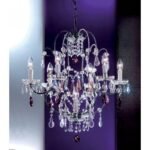 Candelabru cu Lant VERONA LU 2370/6+1 ANTIK SILB E14 6+1x40W Brate Alama Argint Antic cu Imitatie Lumanari si Cristale Swarowski(Mov)  ORION - imagine 3