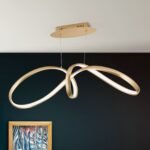 Lampa suspendata LED CIRCUS, Baza din aluminiu, Nuanta Alamă periată, Abajur policarbon opal LED 36W/1800lm/3000K, Lungime: 85cm, Lăţime: 29cm, Înălţime: 150cm ORION
