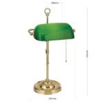 Lampa de masa HARVARD, Baza soclu alama solida, Nuanta alama lucioasa, Abajur de sticlă verde pivotant și reglabil pe înălțime, Comutator cu snur de tragere, E27, 60W, Inaltime 53cm ORION - imagine 6
