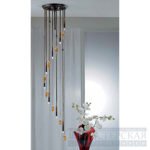 Plafoniera casa scarii DLU 2373/8/30 ALT PATINA G9 8x40W Pendule fier masiv patina cu Cristale Orange pe Lantisor Maro ORION - imagine 2