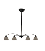 Pendul Telescopic E14 4x40W Brate Liniare Metal Antichizat si Abajur Crem Bulb Lalea ORION