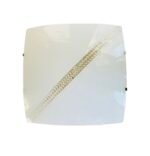 Plafoniera E14 2x40W stil Clasic Baza Metal Alb, Abajur Sticla Patrata/Ondulata Alb cu Diagonala Cristalinizata Clar  40x40cm ORION - imagine 2