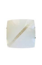 Plafoniera E14 2x40W stil Clasic Baza Metal Alb, Abajur Sticla Patrata/Ondulata Alb cu Diagonala Cristalinizata Clar  40x40cm ORION