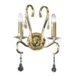 Aplica Perete GOLD E14 2x40W Imitatie Lumanari Brate Metal Auriu si Cristale Swarowski, Orion