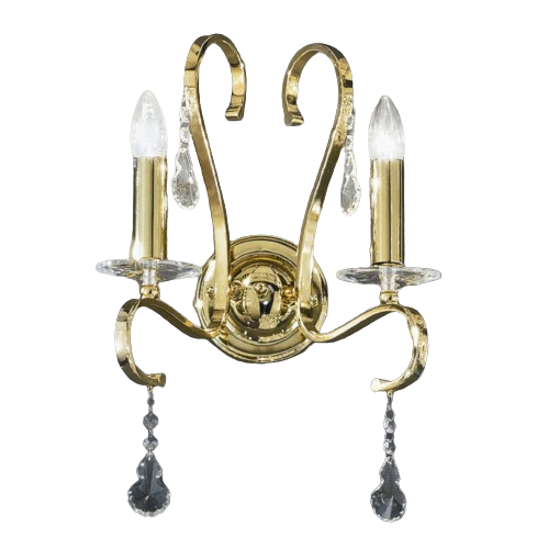 46384057 Aplica Perete GOLD E14 2x40W Imitatie Lumanari Brate Metal Auriu si Cristale Swarowski, Orion - imagine 1