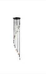 Plafoniera casa scarii DLU 2373/8/30 ALT PATINA G9 8x40W Pendule fier masiv patina cu Cristale Orange pe Lantisor Maro ORION