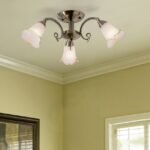 Lustra aplicata stil clasic cu 3 brate Calla DLU 1719/3 Patina E14 3x40W Baza Metal Patina Abajur Sticla Groasa Bulbi Floare Alb cu Margini Maro ORION - imagine 2