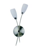 Aplica Perete Galant G9 2x40W Cadru Metal Chrom Brate Ondulate Buchet Flori Abajur Alb cu Intrerupator ESTO