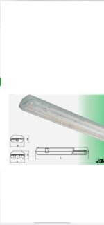 Corp de Iluminat Aparent Neon 1x36W IP65 Baza Plastic Gri Abajur Plastic Mat 1280x170x95mm BEGHELLI - imagine 2