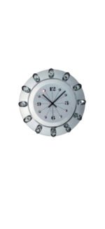 Ceas Ornamental cu Fundal Oglinda si Cadru Chrom cu 12 Cristale Swarovski Diametrul 30cm WANDUHR 13KWU75 CHROM ORION