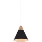 Pendul KONI E27 1x60W Baza Metal Negru Abajur Metal Cornet Negru KLAUSEN