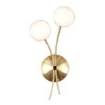 Aplica Perete GRAZIA G9 2x40W Cadru Metal Auriu Brate Indoite Buchet Flori Abajur Miniglob Alb cu Intrerupator ESTO