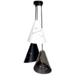 Pendul TINKLER 3 E27 3x40W Corpuri Metal Cornet Mare Negru Alb Gri - inaltime maxima: 90 cm, inaltime minima: 45 cm, lungime: 45 cm, latime: 45 cm, IP 20 KLAUSEN - imagine 2