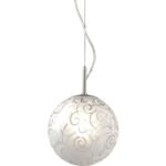 Pendul GLOBUS E27 1x60W Baza Metal Chrom Abajur Sticla Glob Ornamental Alb ESTO - imagine 2