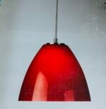 Pendul Telescopic Rutilus E27 1x100W Cadru Metal Satin Abajur sticla Rosu Stil Pot MASIVE - imagine 2