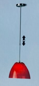 Pendul Telescopic Rutilus E27 1x100W Cadru Metal Satin Abajur sticla Rosu Stil Pot MASIVE - imagine 4